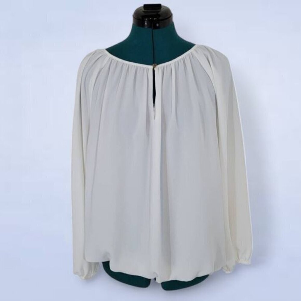 Vince Camuto White Blouse with Keyhole Neckline - Size Large